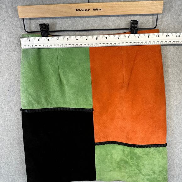 Marcello Soltan Skirt Womens Size M Multicolor Colorblock Suede Leather Back Zip - Picture 10 of 12